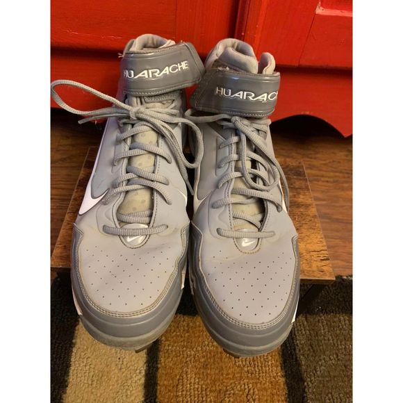 Nike Men's Size 14 467796-002 Air Huarache Grey & White Baseball Cleats EUC - Picture 3 of 8